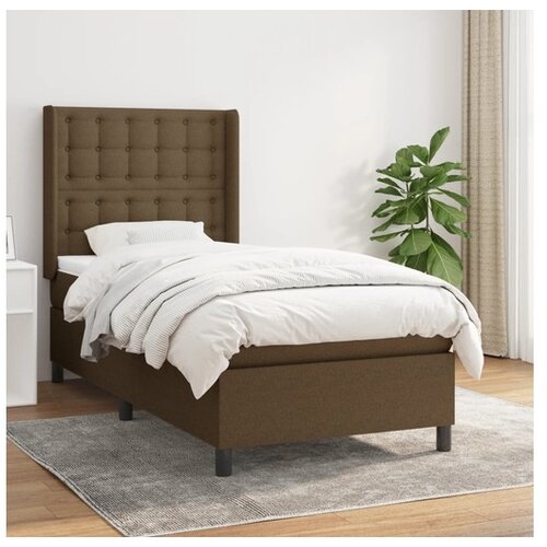  Box spring postelja z vzmetnico temno rjava 80x200 cm blago Cene