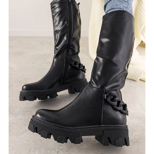Gemre Black ankle boots with chain Cognac Cene