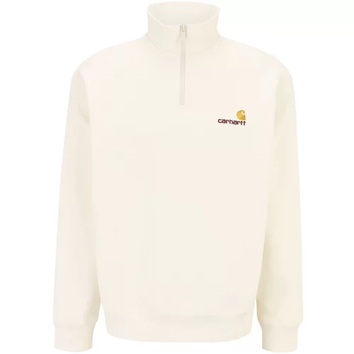Carhartt WIP Sweater majica 'American Script' čokolada / tamo žuta / vuneno bijela