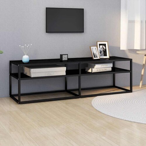 TV ormarić crni 140 x 40 x 40,5 cm od kaljenog stakla Cijene