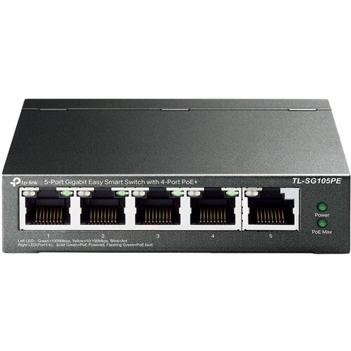 Tp-link 5-Port Gigabit Easy Smart Switch with 4-Port PoE+, metal case, desktop mount, PoE budget 65W, support... Slike