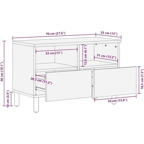 ormar Fin&amp;scaron; acacije smeđa 70 x 33 5 x 46 cm Čvrsto drvo manga Slike