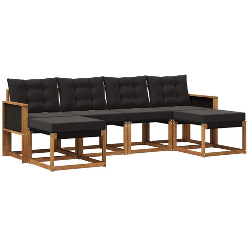 vidaXL Zunanja garnitura za sedenje z blazino 6 pcs Naravna in črna, (5000280710) Cene