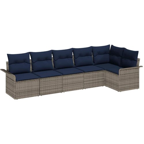  Sjedeća garnitura za vrt 6 kom. Siva poliratan 297,5 x 132,5 x 85 cm Slike