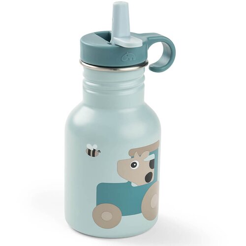 Done By Deer steklenička iz nerjavečega jekla s slamico 350 ml tiny farm blue Slike