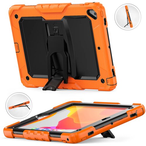 NIKCORP Ovitek za iPad Air 3 / Pro 10.5 robusten s stojalom, troslojni silikonski etui za popolno za&amp;scaron;čito in otroke, oranžen, (5000138871) Slike