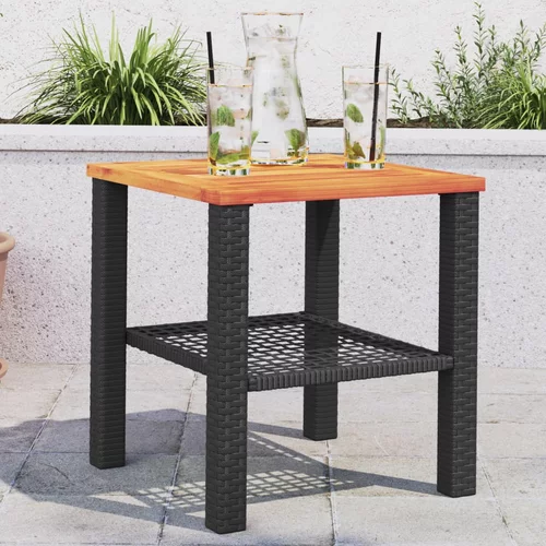  Vrtni stol crni 40x40x42 cm od poliratana i drva bagrema