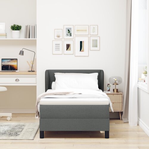 vidaXL Box Spring postelja z vzmetnico v temno sivi barvi, 90x190 cm, tkanina Cene