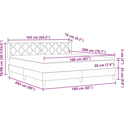  Krevet sa oprugom s jastukom svjetlosive boje 160x200 cm Slike