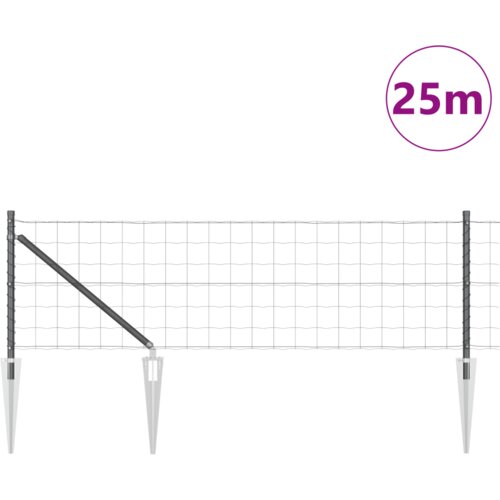 Euro Ograda s 13 &amp;Scaron;iljaka 0.8x25 m Galvanizirani Čelik Sivi Slike