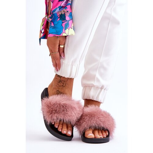 Kesi Women's rubber slippers with fur Pink Lucrece Cijene
