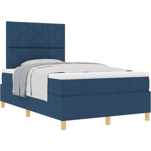 Box Spring Krevet s Madracem Plavi Mali Dvostruki Tkanina Slike