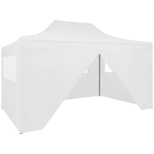 vidaXL sklopivi šator za zabave s 4 bočna zida 3 x 4,5 m bijeli