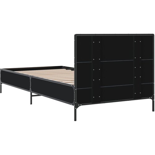  Okvir kreveta crni 90 x 200 cm konstruirano drvo i metal Slike
