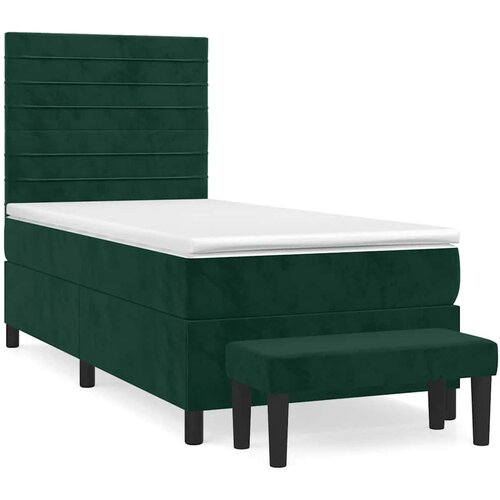 Box spring krevet s madracem tamnozeleni 90x200 cm bar&amp;scaron;unasti Slike