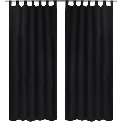 vidaXL 2 komada Crna Mikro-Satenska Zavjesa s Tregerima 140 x 175 cm Cijene