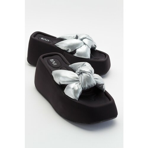 LuviShoes Women's Regno Silver Wedge Heeled Slippers Slike