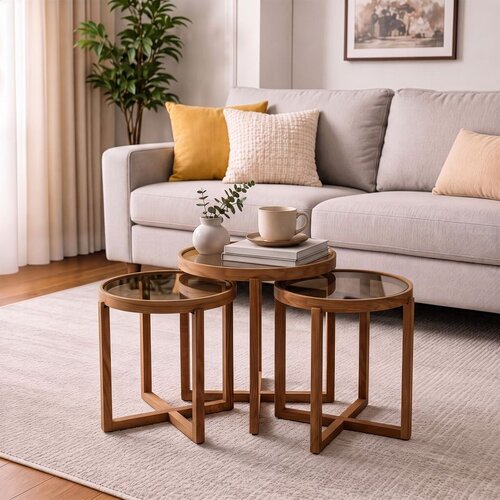 Hanah home set od 3 umetnutih stočića Milas 3, orah Cene