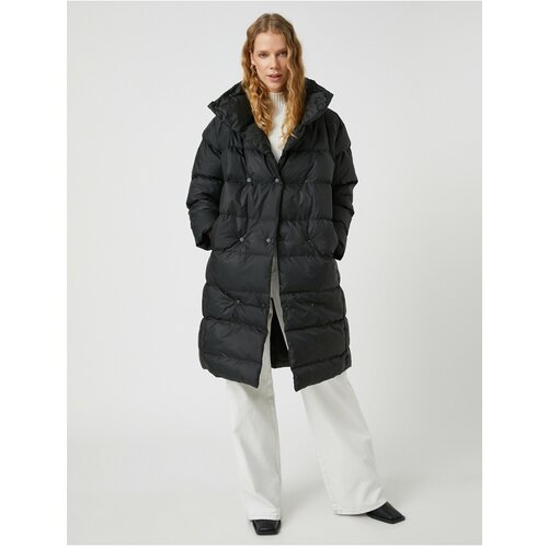 Koton Long Puffy Coat, Wrap with Snap Fastener, Standing Collar with Pocket. Slike