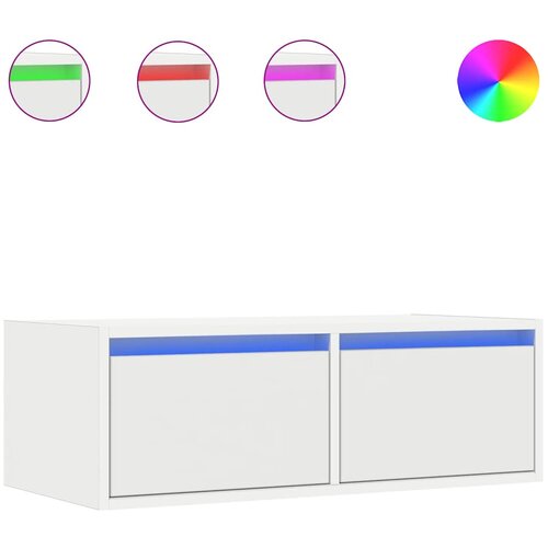 Maison Chic TV omarica - TV stojalo - Televizijska omarica z LED lučkami bela 75x35,5x25 cm, (21701465) Slike