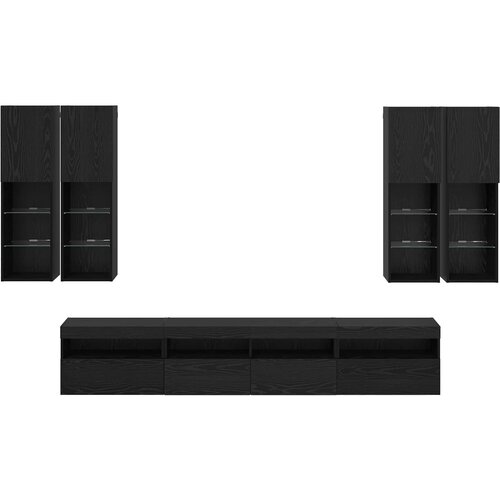  Set Zidnog TV Ormara s LED Osvjetljenjem Zidne 7 pcs Crni hrast Slike