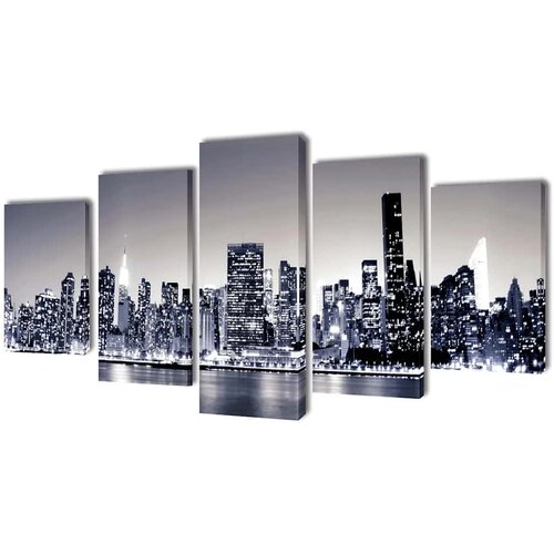  Monokromatski set slika na platnu panorama New Yorka 100 x 50 cm Slike