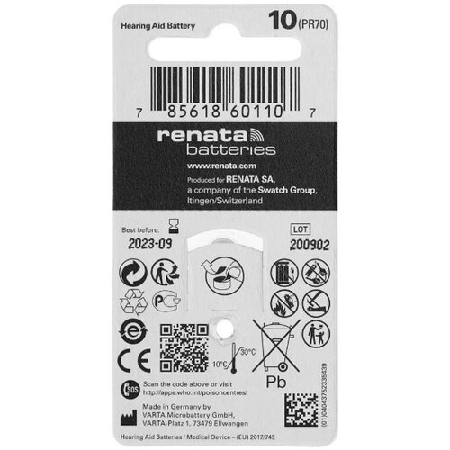  Baterija ZA10 1,45V Zink-Air baterija za SLUSNI APARAT,PAK6 (cena po kom.) Cene