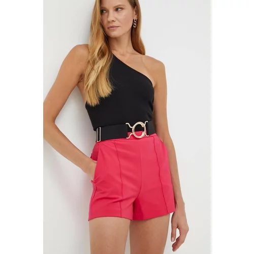 Elisabetta Franchi Kratke hlače za žene, boja: ružičasta, glatki materijal, visoki struk