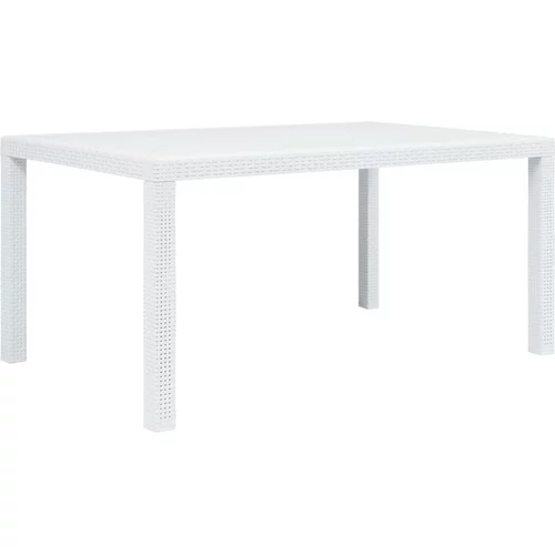  Vrtna miza iz plastike 150x90x72 cm bela videz ratana