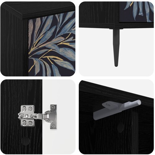  ormar DOKKUM 102 x 33 x 51 cm Crni hrast Konstruirano drvo Slike