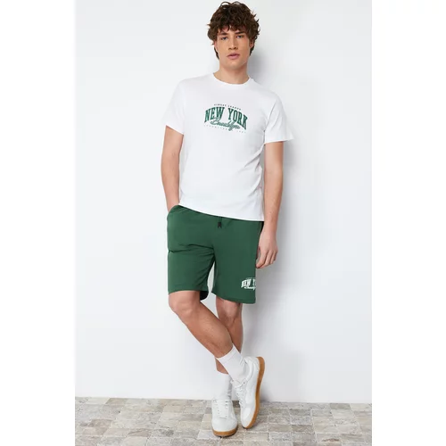 Trendyol Ecru- Green Men's Printed Regular Fit Knitted Pajamas Set