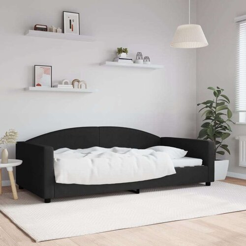  Dnevni krevet crni 100 x 200 cm od tkanine Cijene