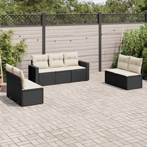  7-dijelni set vrtnih sofa od poliratana s jastucima crni Cijene