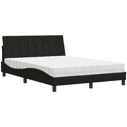 VidaXL Krevet s madracem crni 140x200 cm od tkanine Slike