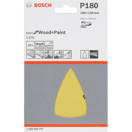 Bosch Sanding Pad 10 pcs. for C470 Grit 180 100x150 mm Slike