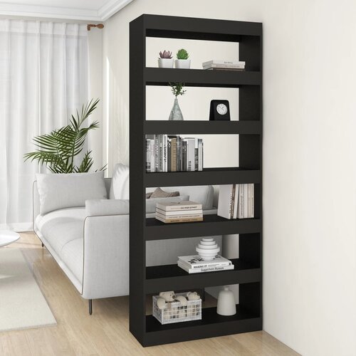 Furnova Knjižna omara/pregrada črna 80x30x198 cm iverna plo&amp;scaron;ča, (21932985) Slike