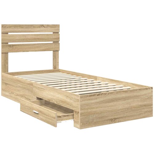  Krevetna konstrukcija s ladicama Sonoma hrast 100 x 200 cm Smeđa 206 x 101 x 100 cm Slike
