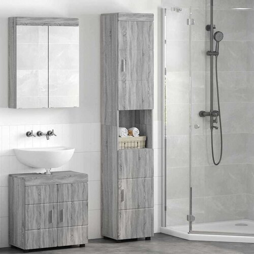 VidaXL Kupaonski ormar s pohranom Sivi hrast sonoma 37 x 31.5 x 203 cm Slike