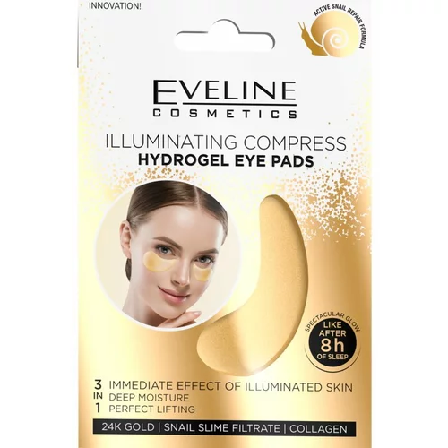 Eveline Gold Illuminating Compress hidrogel maska za predel okoli oči s polžjim ekstraktom 2 kos
