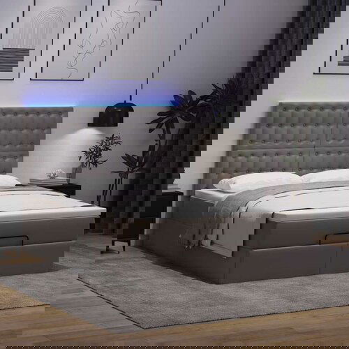 vidaXL Otomanski okvir kreveta s madracem sivi 140x200cm umjetna koža Cijene