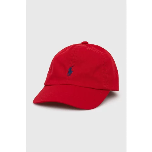 Polo Ralph Lauren Pamučna kapa za djecu boja: crvena, glatka