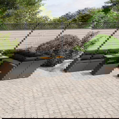 vidaXL 11-dijelni set vrtnih sofa od poliratana s jastucima crni Cijene