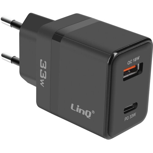 LINQ Omrežni polnilec USBC 33W + USB 18W Compact, Črna, (5000213673) Cene