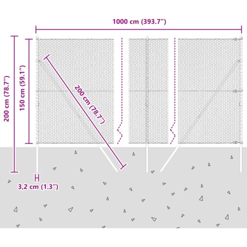 VidaXL Heksagonalna Ograda Siva 1.5x10 m Čelik Slike
