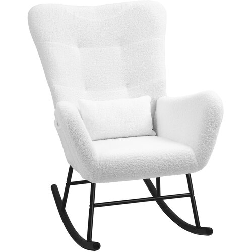 HOMCOM zibajoči stol medvedja tkanina 91D x 71&Scaron; x 97V cm Bela, (5000242862) Cene