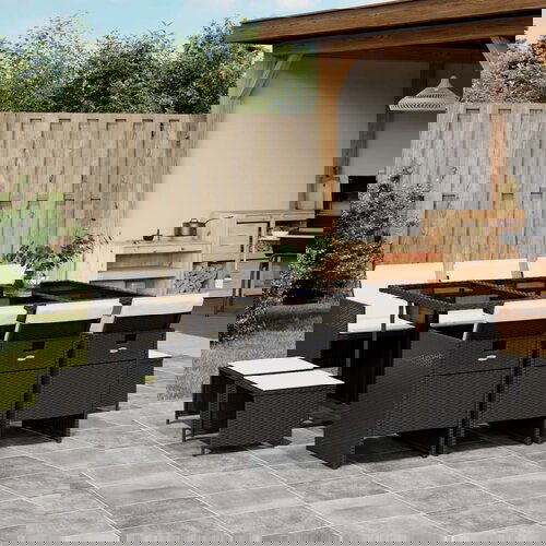 vidaXL 11-dijelni vrtni blagovaonski set s jastucima poliratan crni Cijene