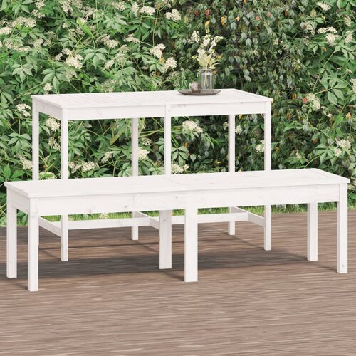 VidaXL Vrtna klop dvosed bela 159,5x44x45 cm trdna borovina Slike