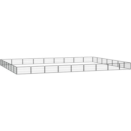 vidaXL Pasja ograda z 32 paneli črna 100x50 cm pra&scaron;no barvano jeklo - - črna - 52.8 - 900 x 700 x 50 cm - Cene
