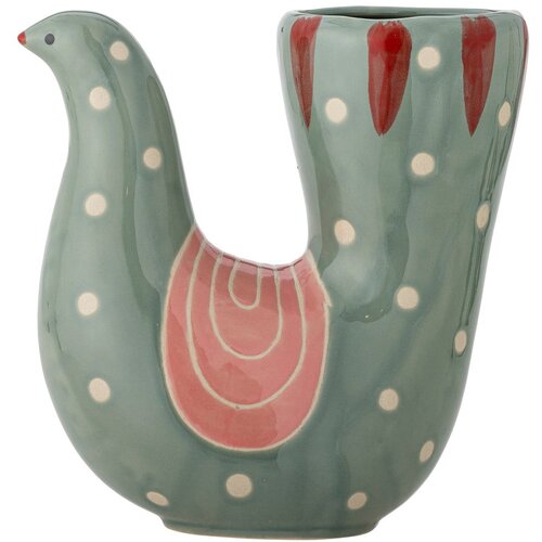 Bloomingville Zelena lončena ročno poslikana vaza (višina 19 cm) Trudy – Cene