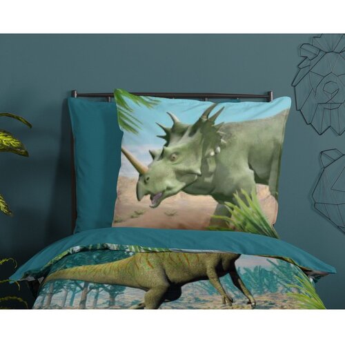 Good Morning Zelena/plava pamučna dječja posteljina za krevet za jednu osobu 140x200 cm Dino &amp;ndash; Slike